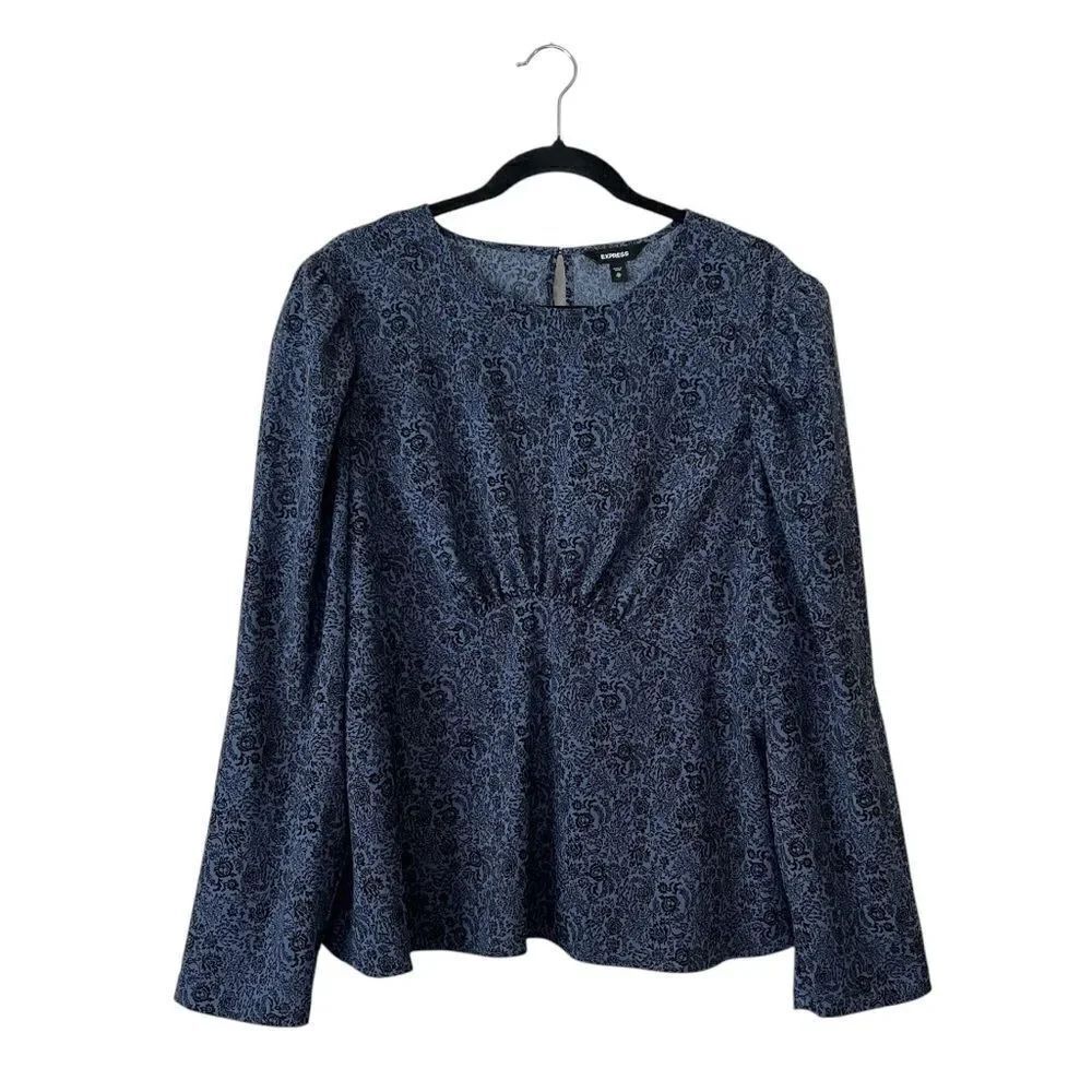 Express Puff Sleeve Floral Blouse Size XL Long Sleeve